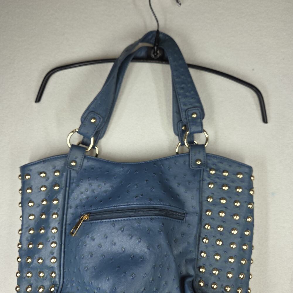 Vtg Expressions NYC Bag Purse Womens Blue Faux Ostrich Tote Hobo 2000s y2k - Picture 14 of 14